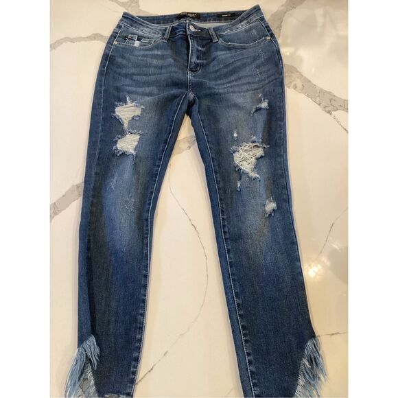 Judy Blue Denim - Judy Blue Distressed Jeans Size 9/29 Stretch Frayed Raw Hem